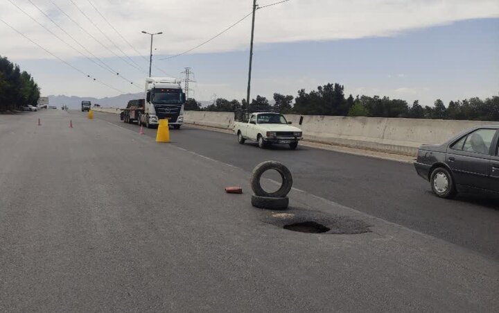 نشست زمین در محور کمربندی شرق اصفهان؛ اقدامات پیشگیرانه آغاز شد