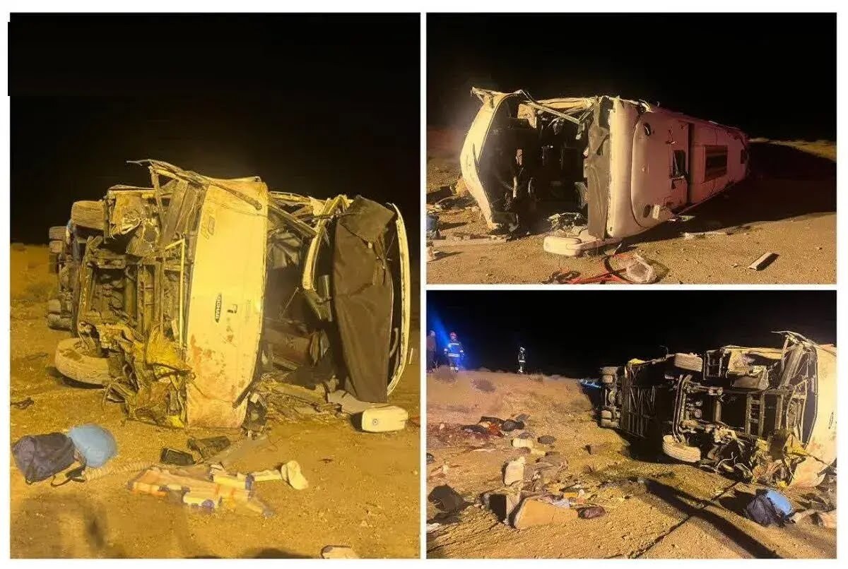 پلیس: «خواب‌آلودگی»، فرض اولیه درباره علت واژگونی اتوبوس در مسیر اصفهان_نظنز است